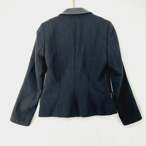 Dana Buchman Petite Black Grey Leather Collar Wool Blazer Jacket P5063 - Picture 8 of 8